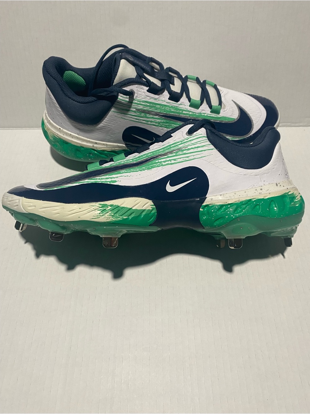 Nike Men's White Navy Green Baseball Cleats